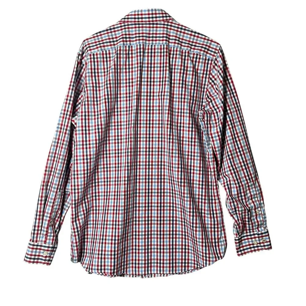 Banana Republic Shirt Mens M Red Blue White Long Sleeve Non‎ Iron Camden Fit